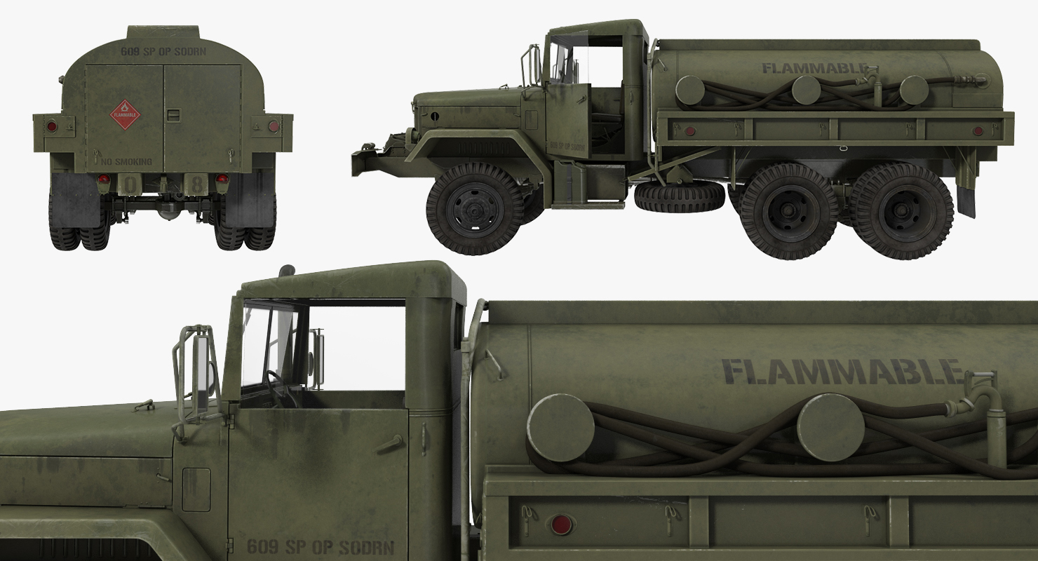 US Army Fuel Tank Truck m49 Rigged 3D model