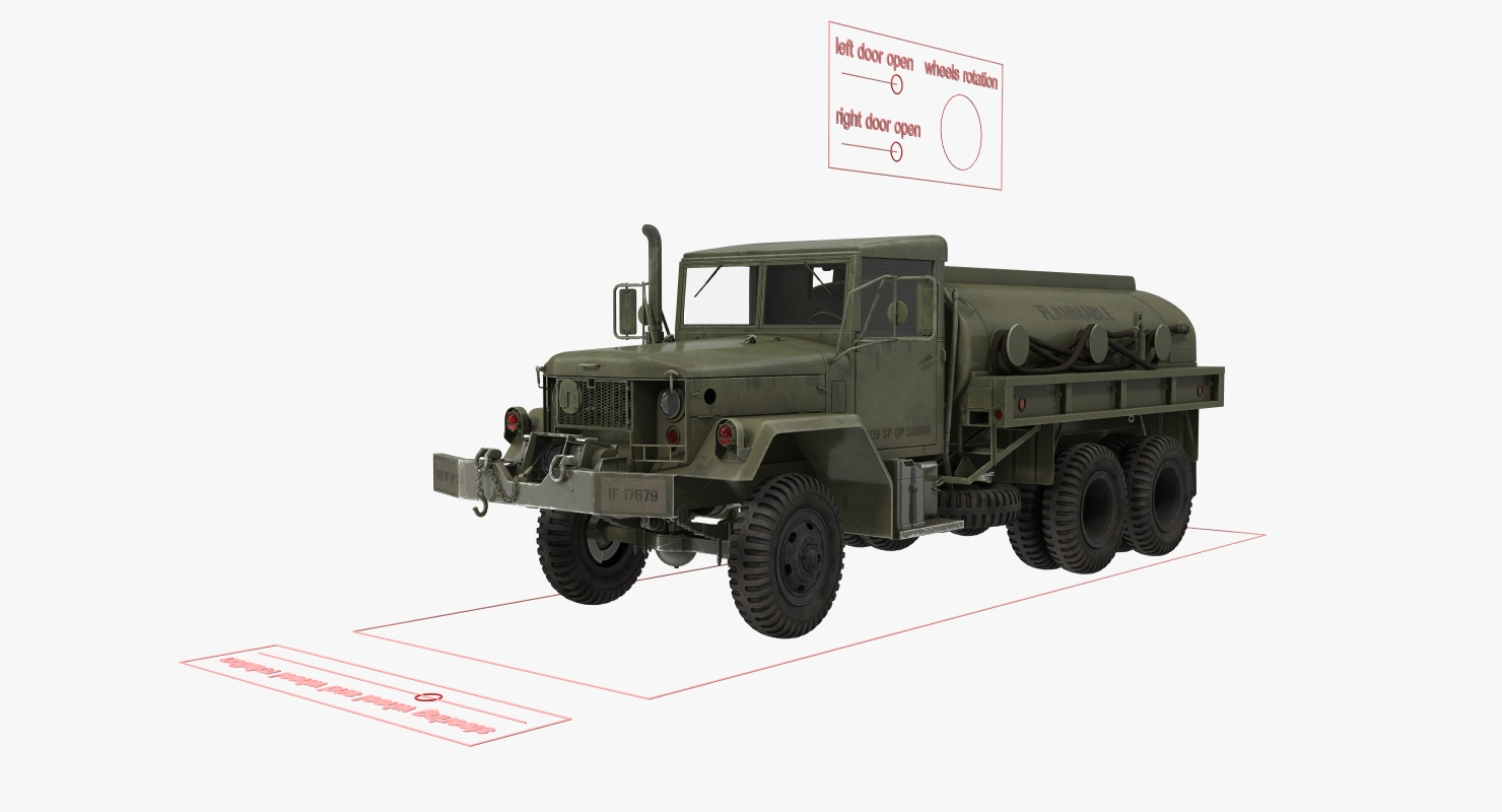 US Army Fuel Tank Truck m49 Rigged 3D model