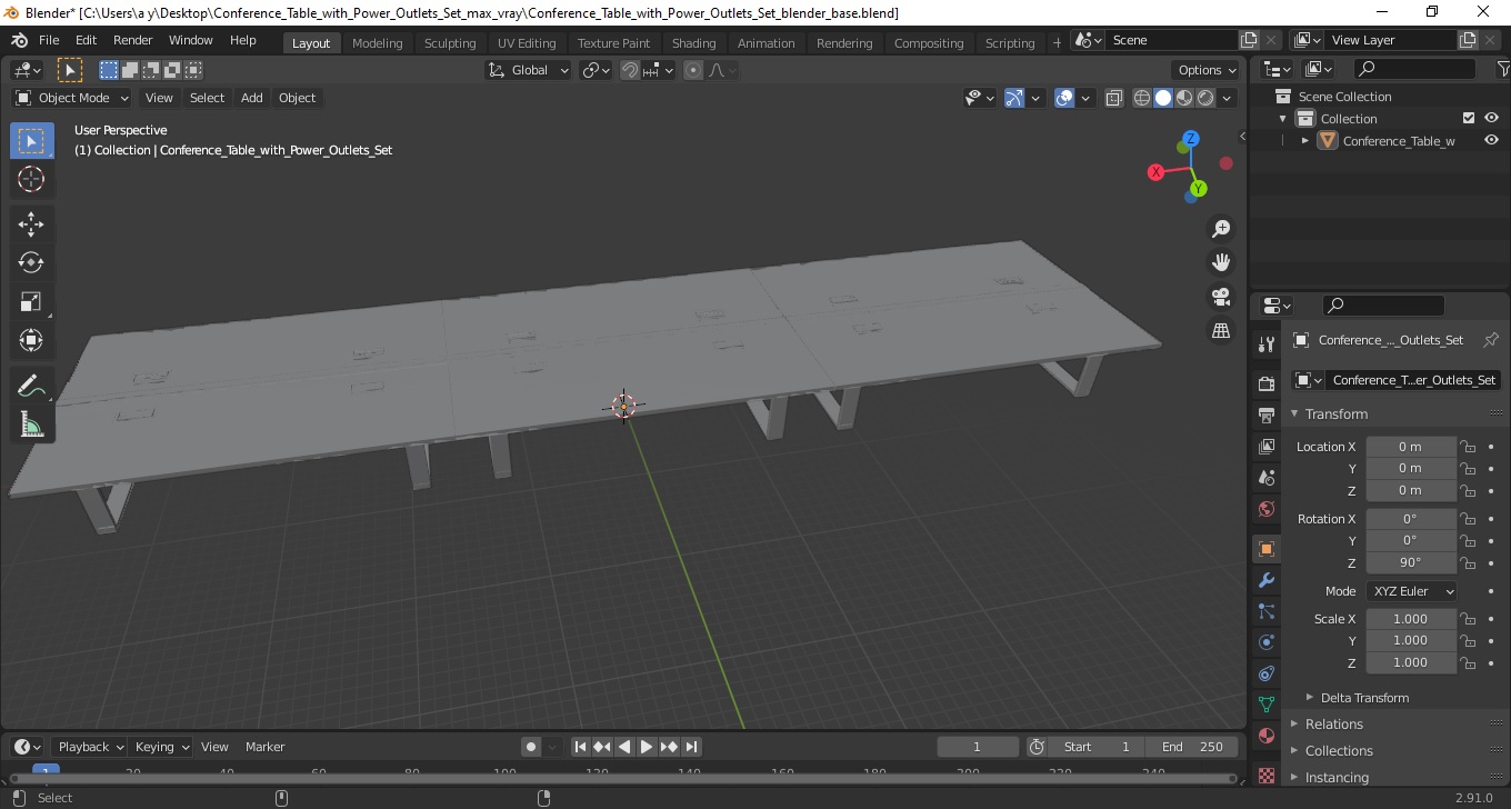 Conference Table with Power Outlets Set 3D model