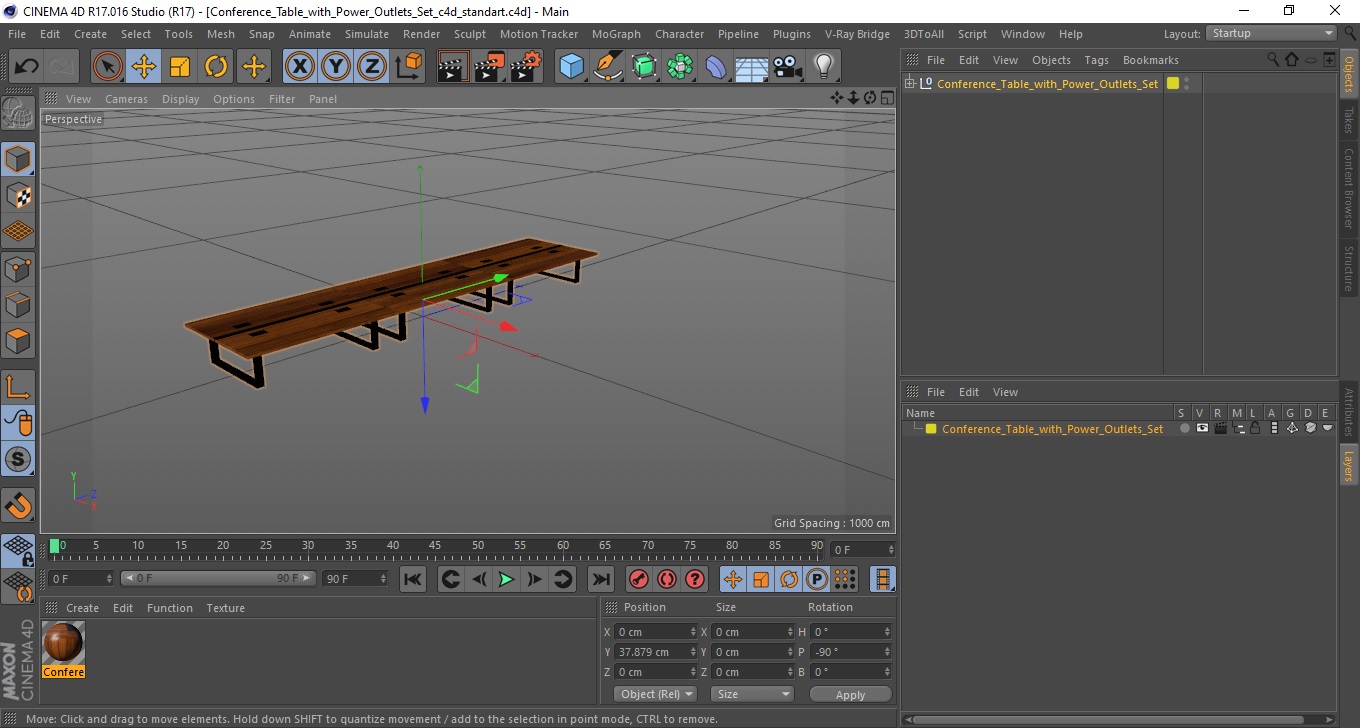 Conference Table with Power Outlets Set 3D model