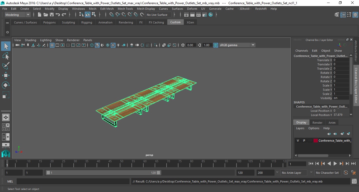 Conference Table with Power Outlets Set 3D model