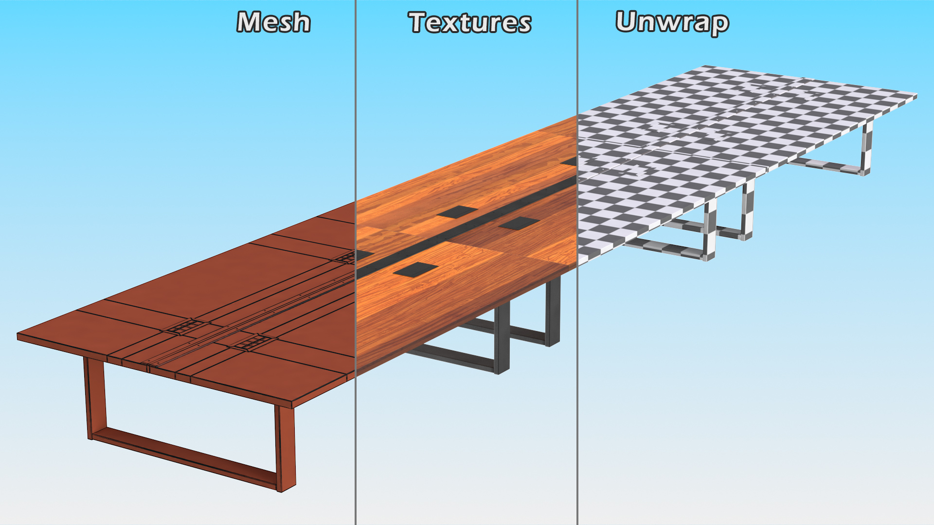 Conference Table with Power Outlets Set 3D model