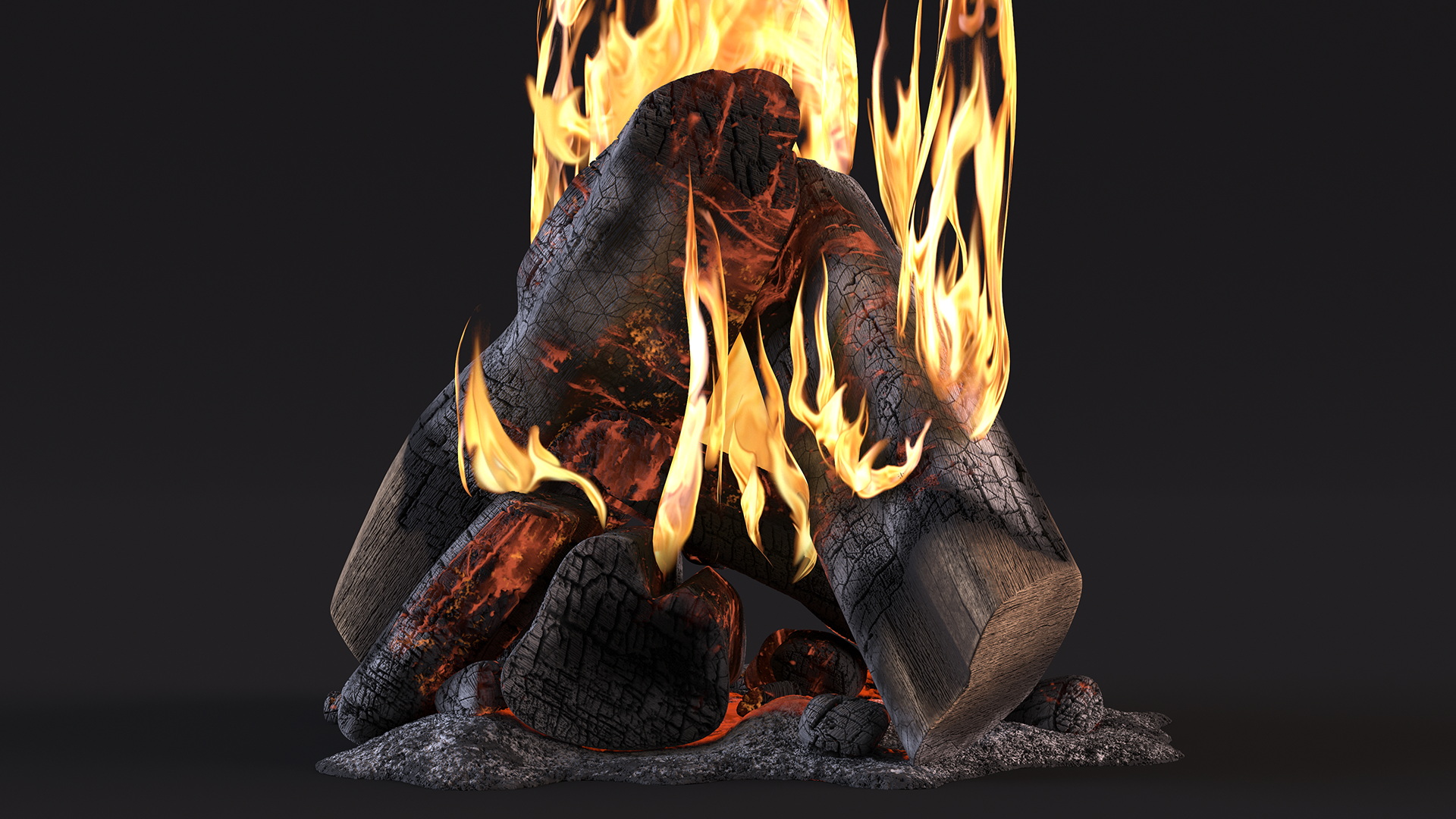 3D model Campfire with Flames