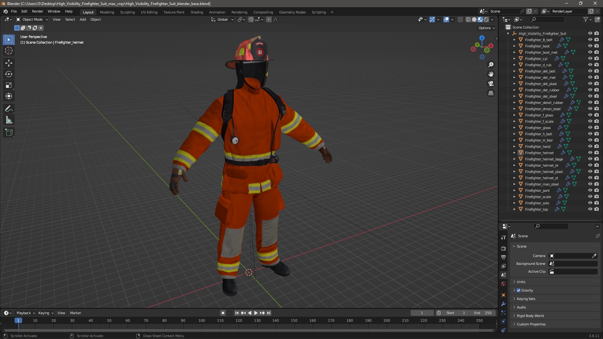 High Visibility Firefighter Suit 3D