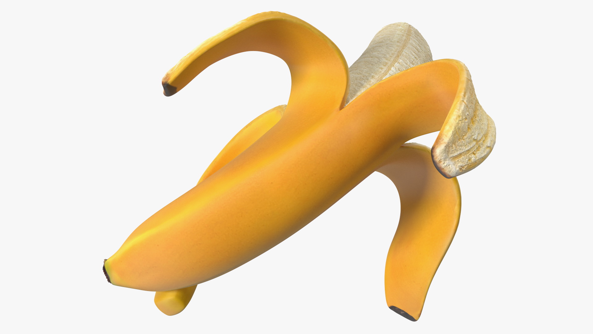 Banana Peeled From Stem End 3D