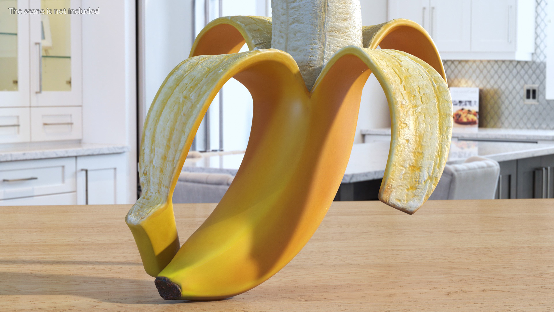 Banana Peeled From Stem End 3D