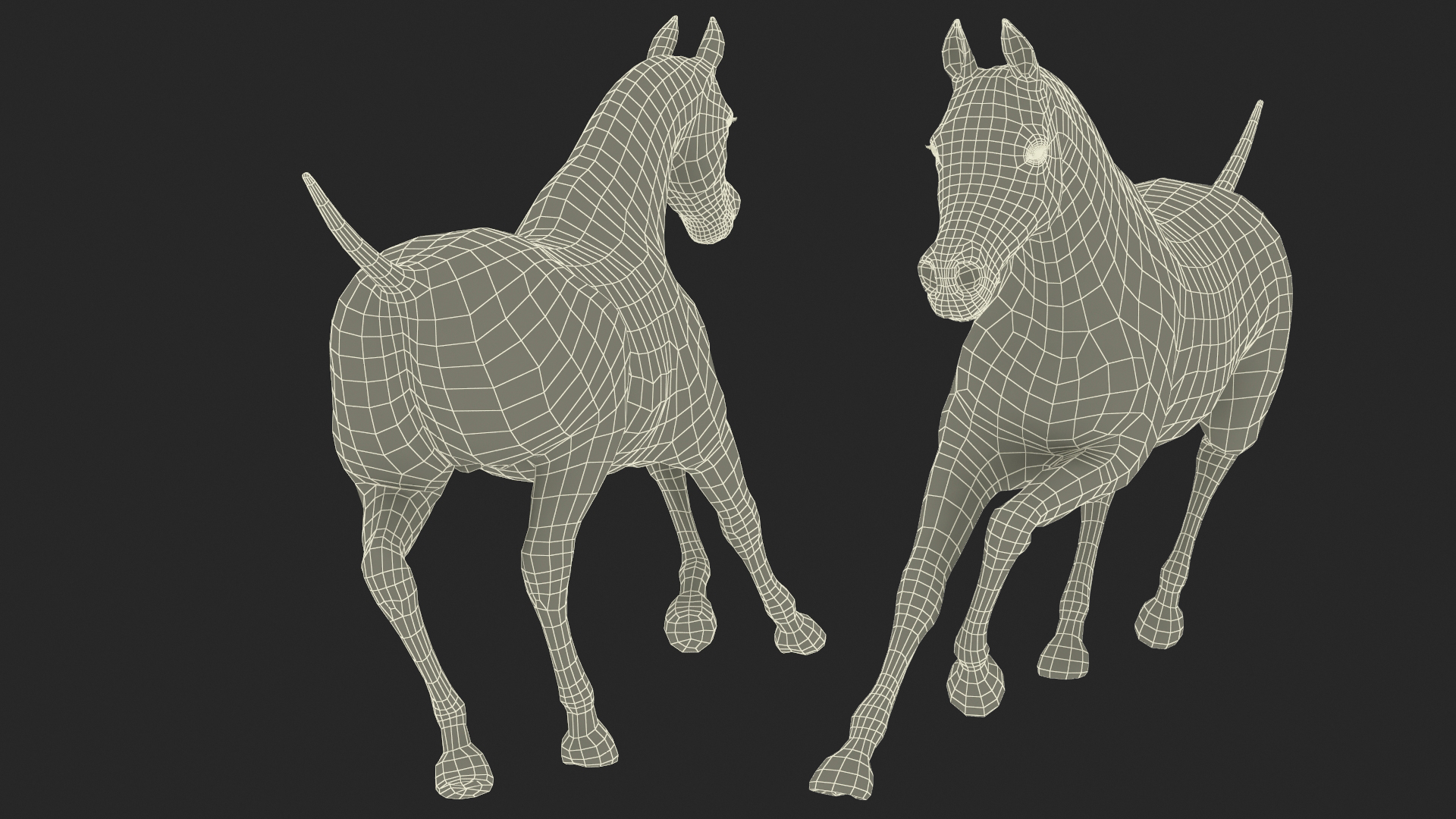 3D Galloping Arabian Horse Brown Fur model