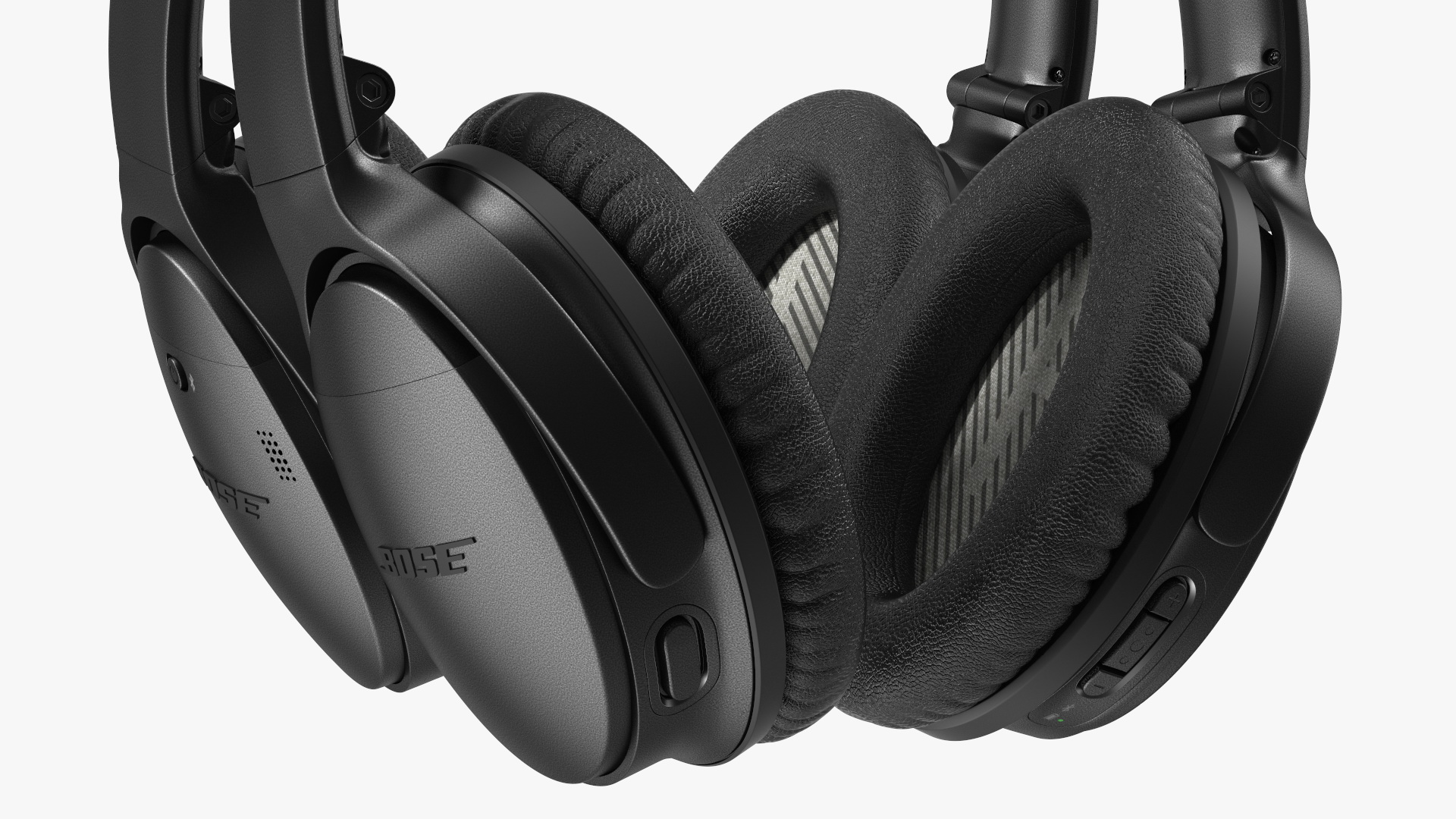 3D Black Bose Quiet Comfort Headphones on Under-Desk Holder