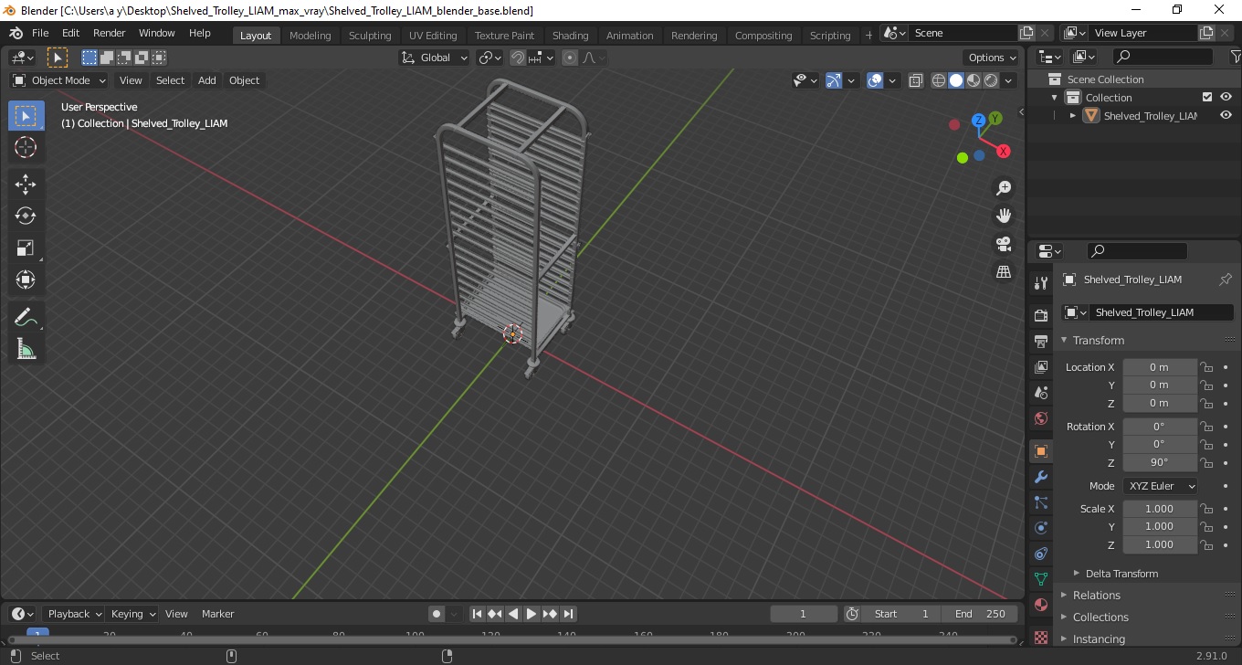 3D model Shelved Trolley LIAM