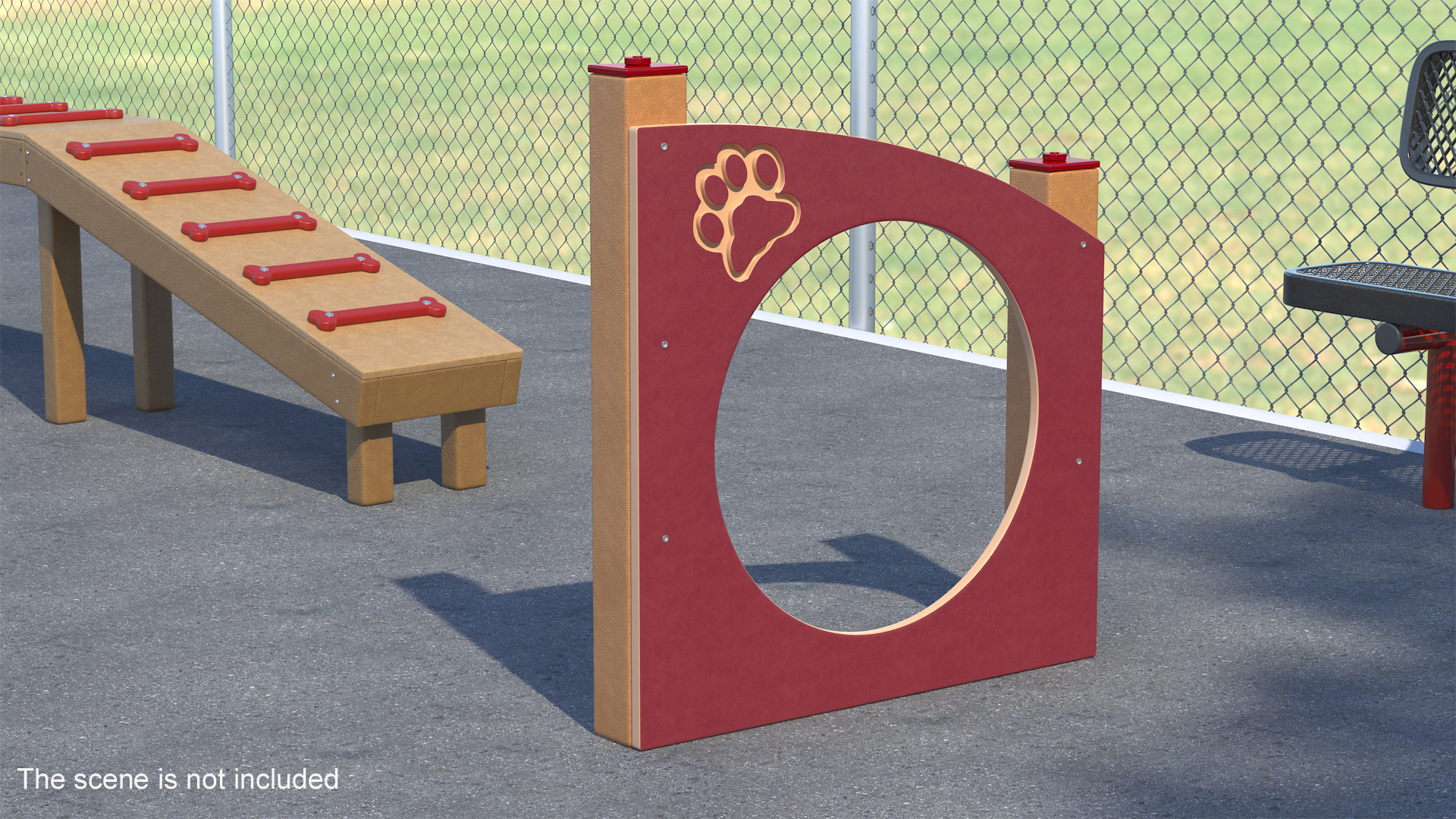 3D Dog Park Ring Standing Red