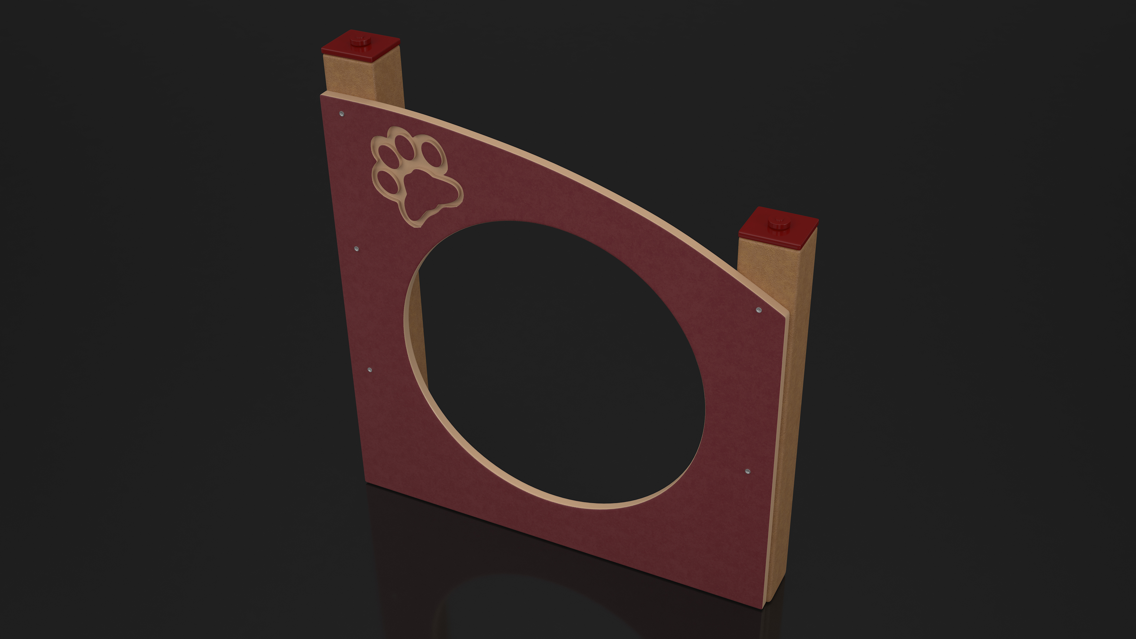 3D Dog Park Ring Standing Red