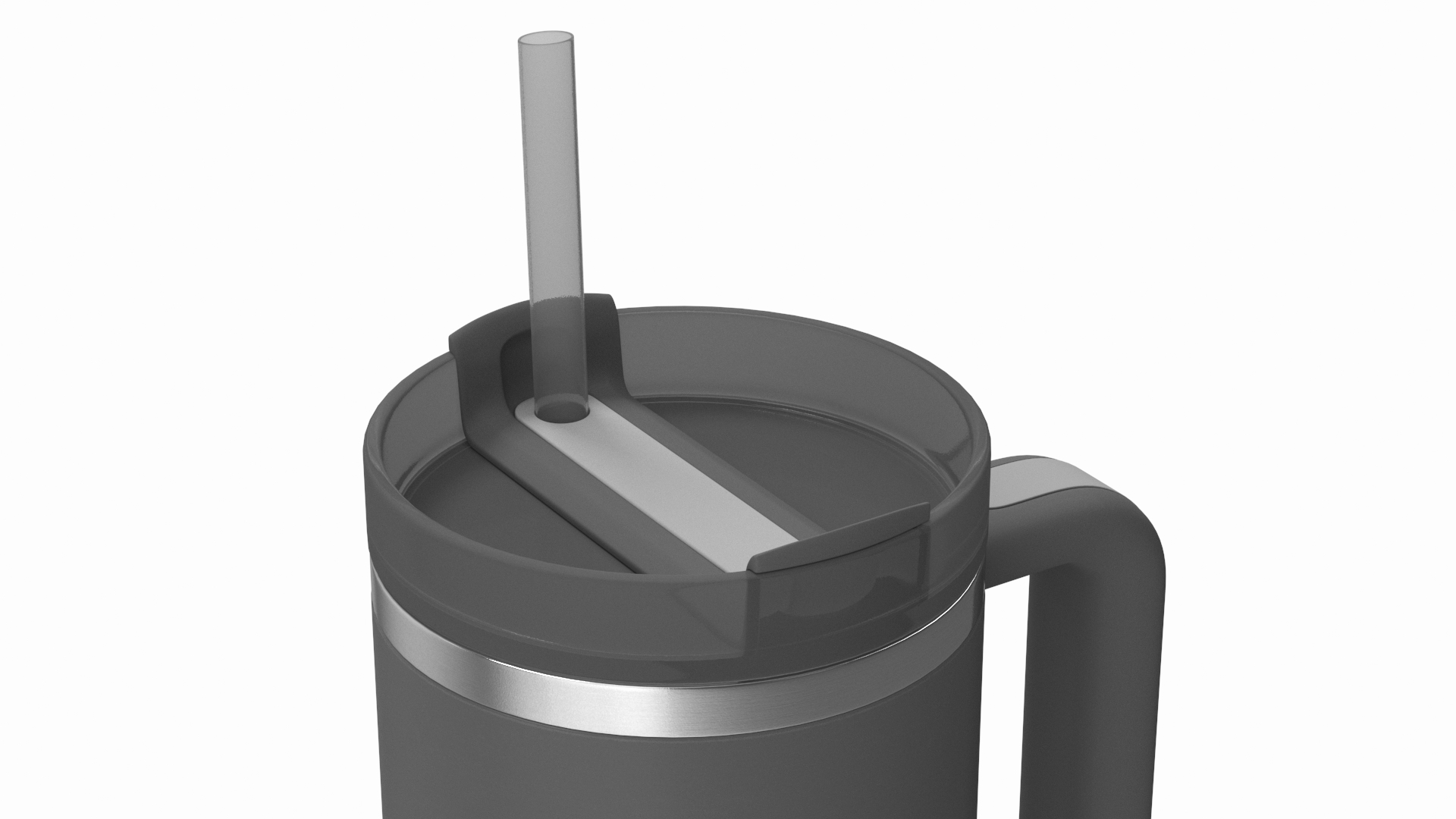 3D Insulated Travel Mug with Straw Grey