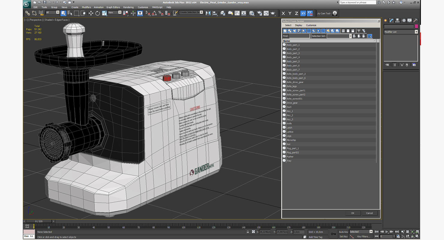 3D Electric Meat Grinder Gander model