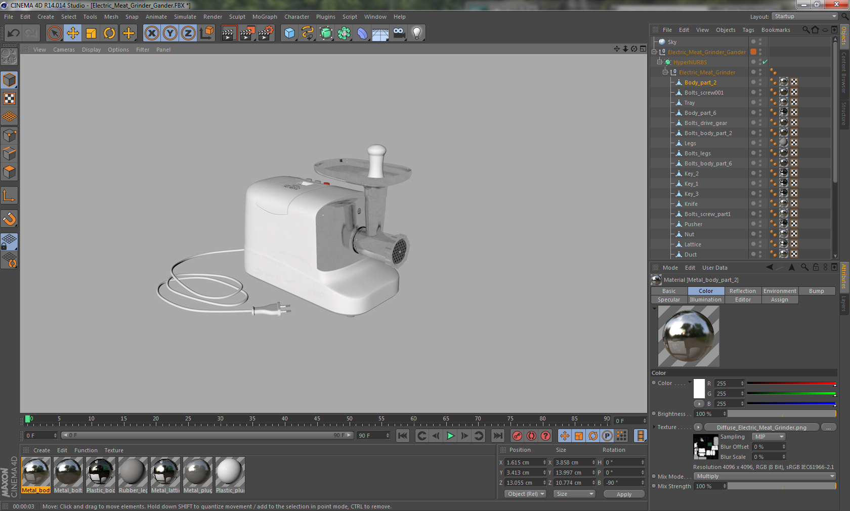 3D Electric Meat Grinder Gander model