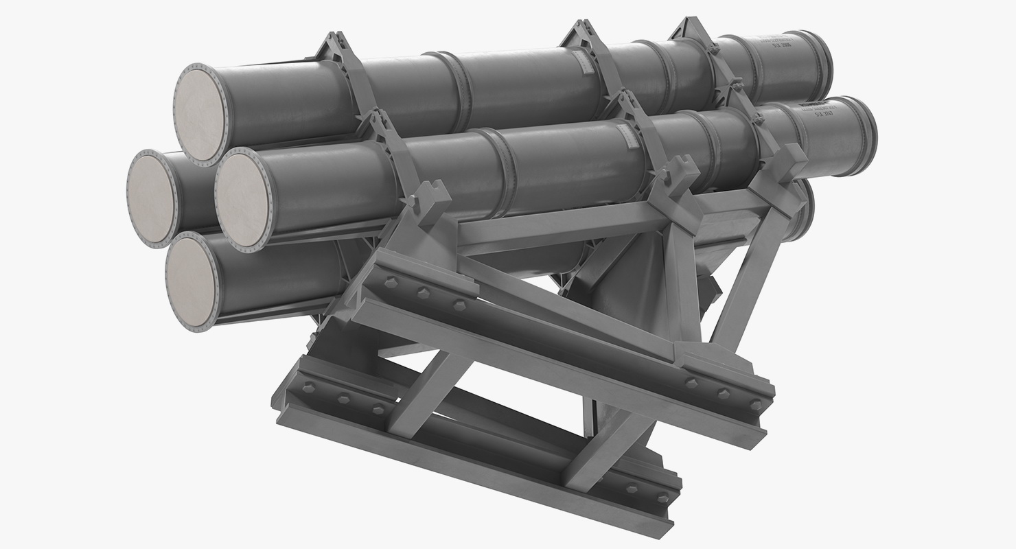 3D MK 141 Launching System RGM With Harpoon Anti Ship Missile model