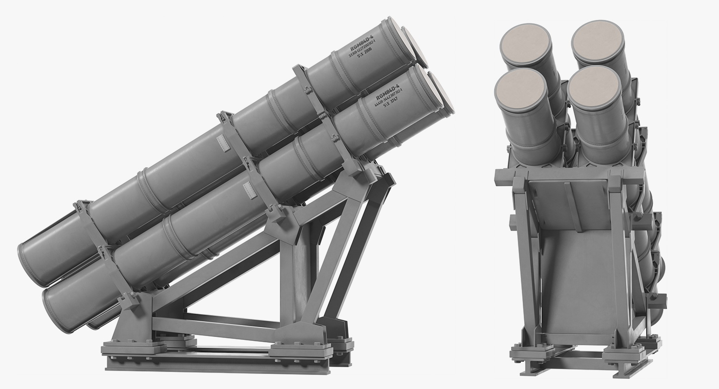 3D MK 141 Launching System RGM With Harpoon Anti Ship Missile model