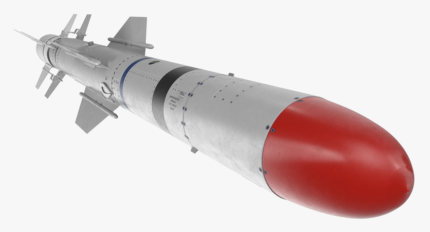 3D MK 141 Launching System RGM With Harpoon Anti Ship Missile model