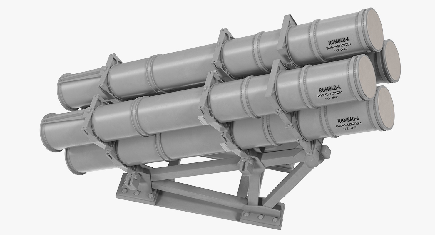 3D MK 141 Launching System RGM With Harpoon Anti Ship Missile model