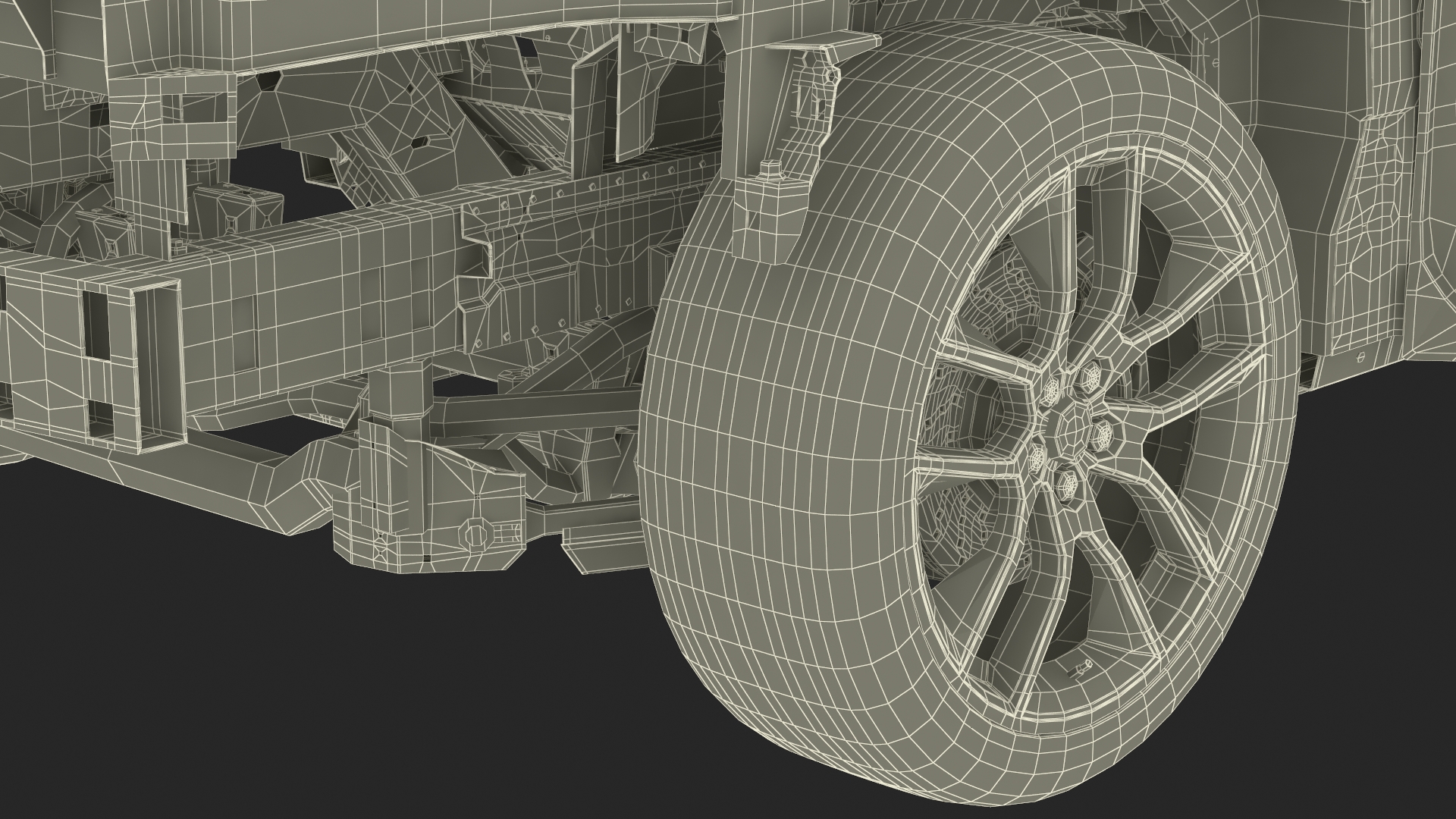 3D model Car Frame and Chassis with Wheels Rigged