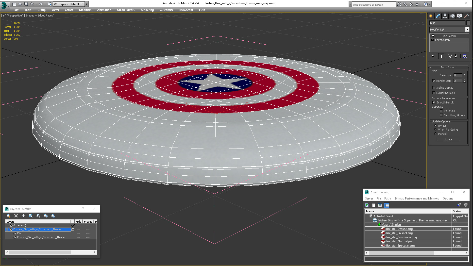 3D model Frisbee Disc with a Superhero Theme