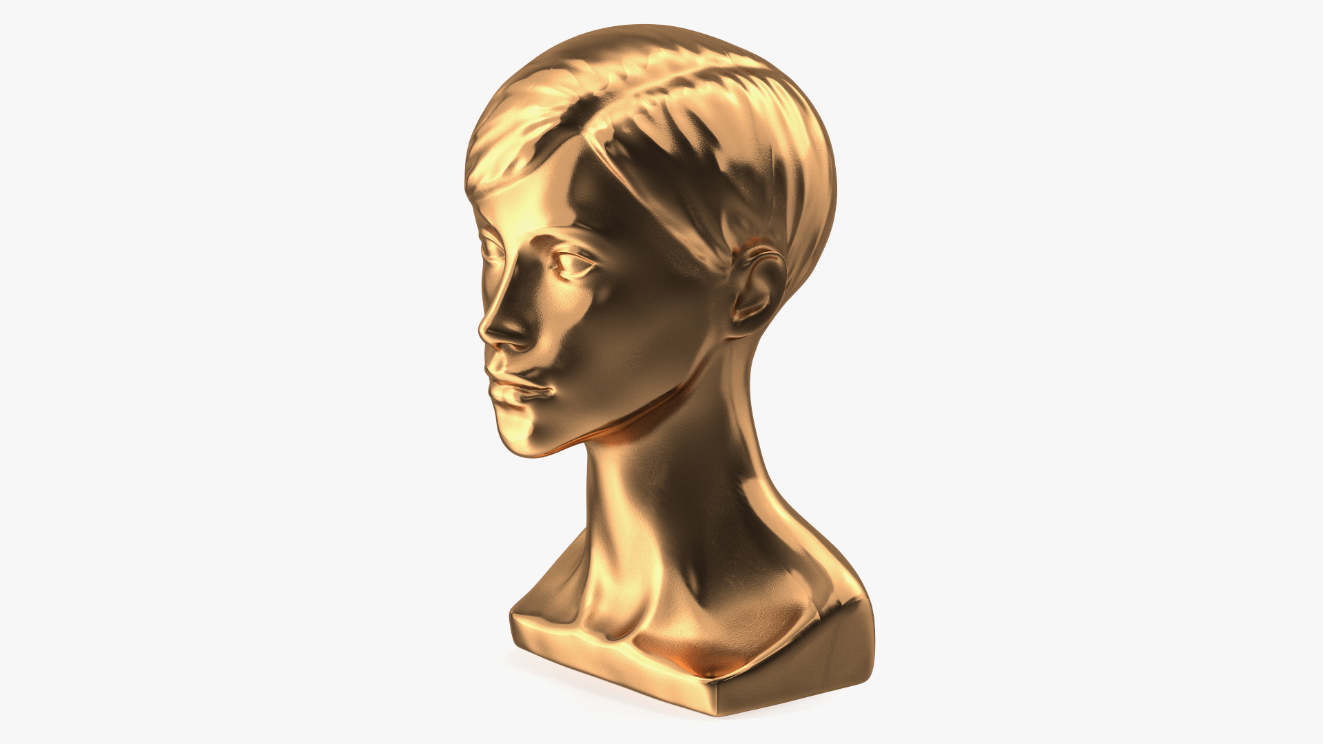 Golden Woman Mannequin Head with Hair 3D