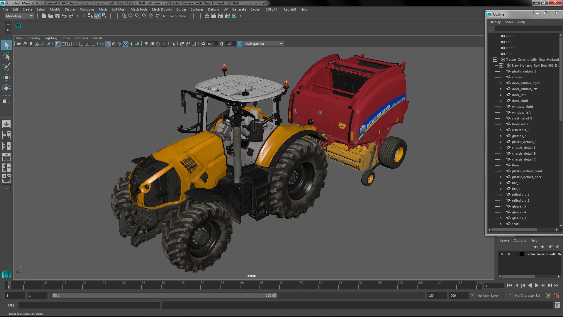 Tractor Generic with New Holland Roll Belt 3D