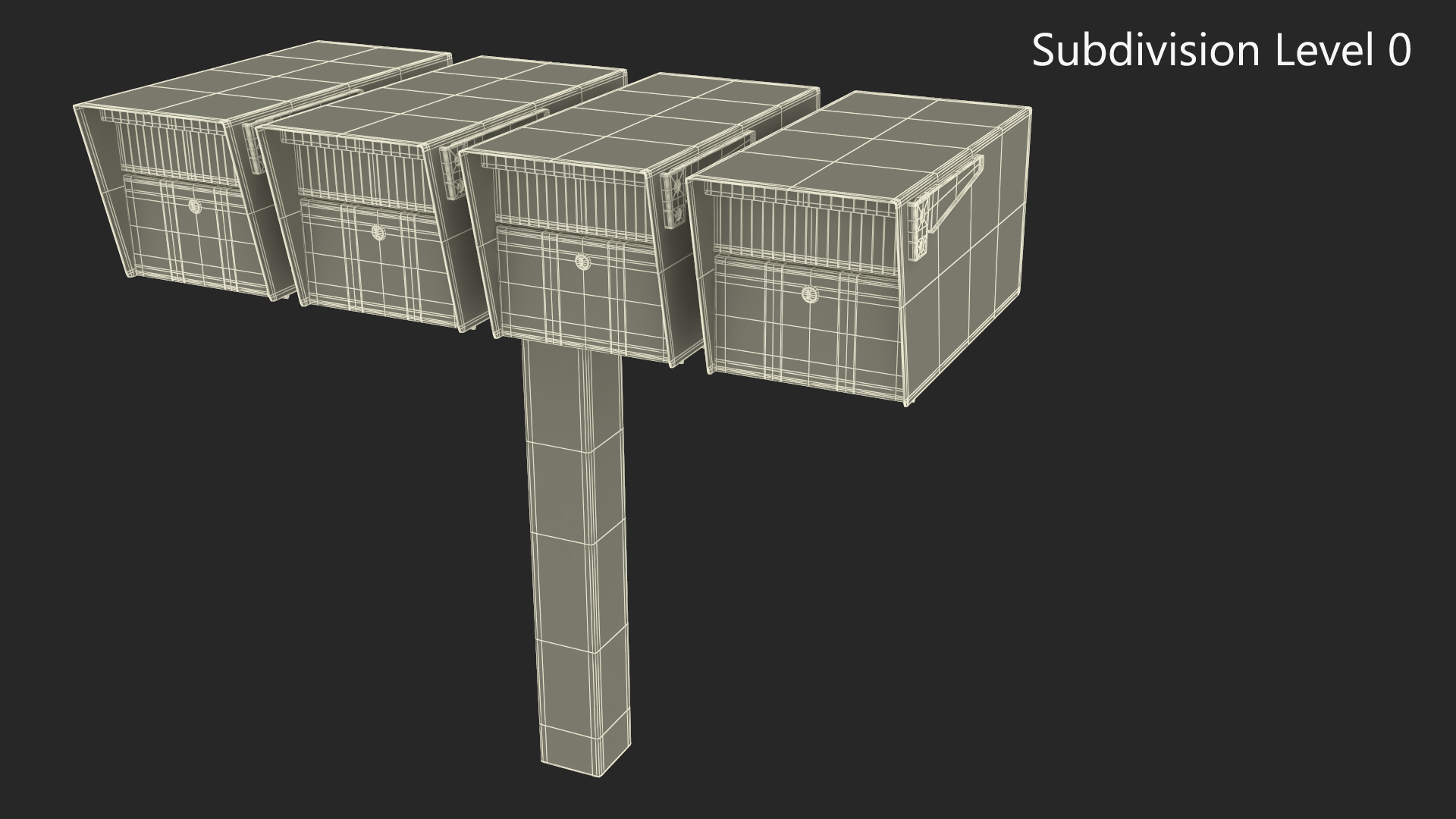 3D model Mailbox Complete Quad Mount Cluster