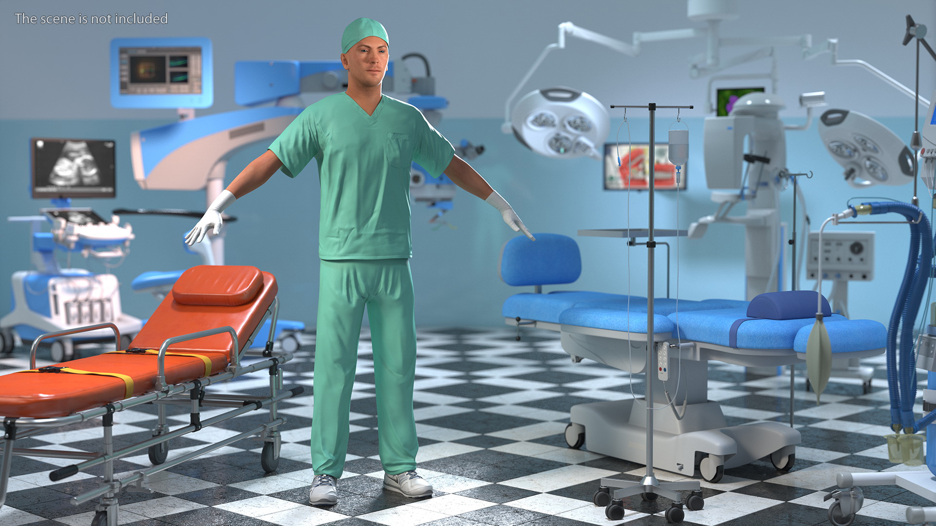 3D Male Doctor wearing Gloves