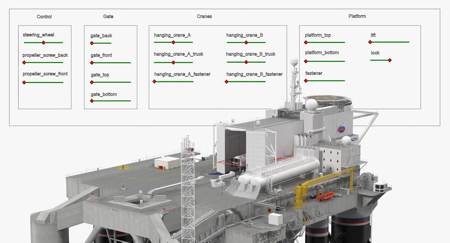 Sea Launch Platform Odyssey Rigged 3D model