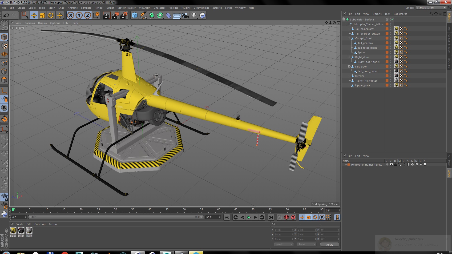 3D model Helicopter Trainer Yellow