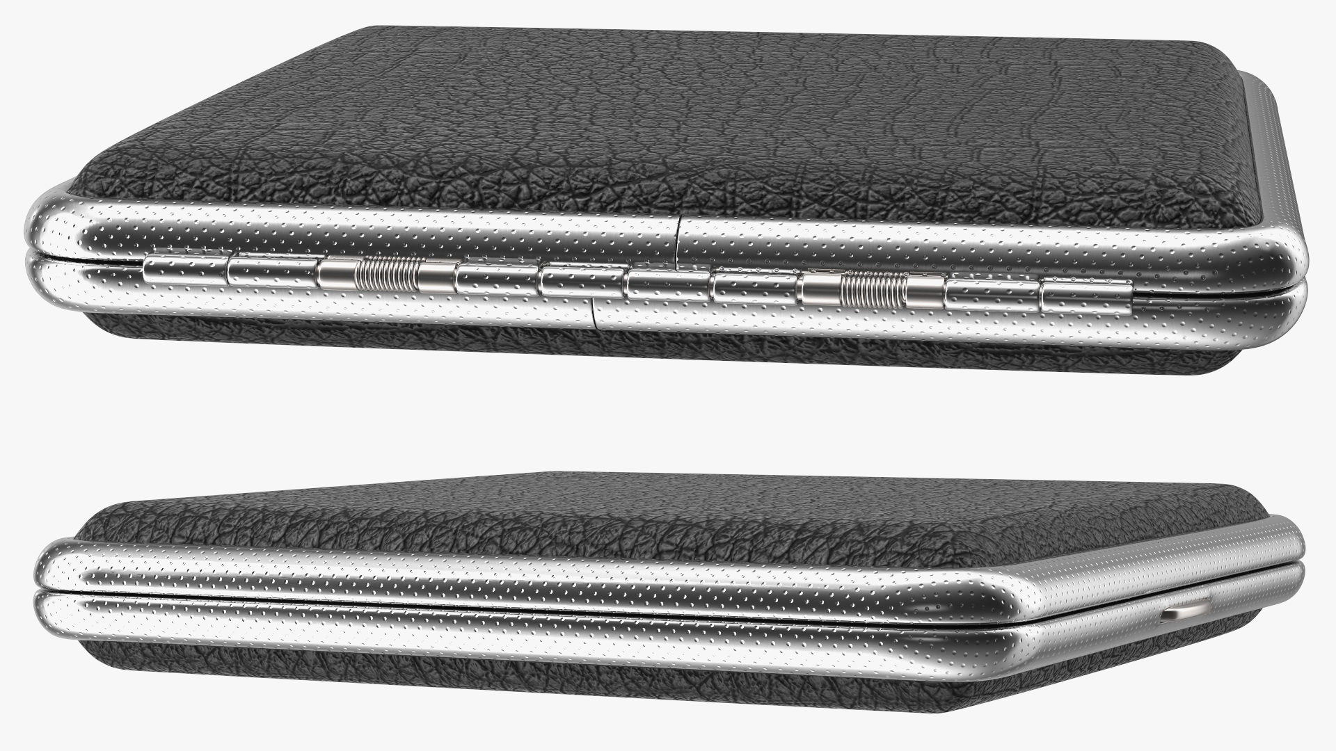 Metal Cigarette Case Silver and Black 3D