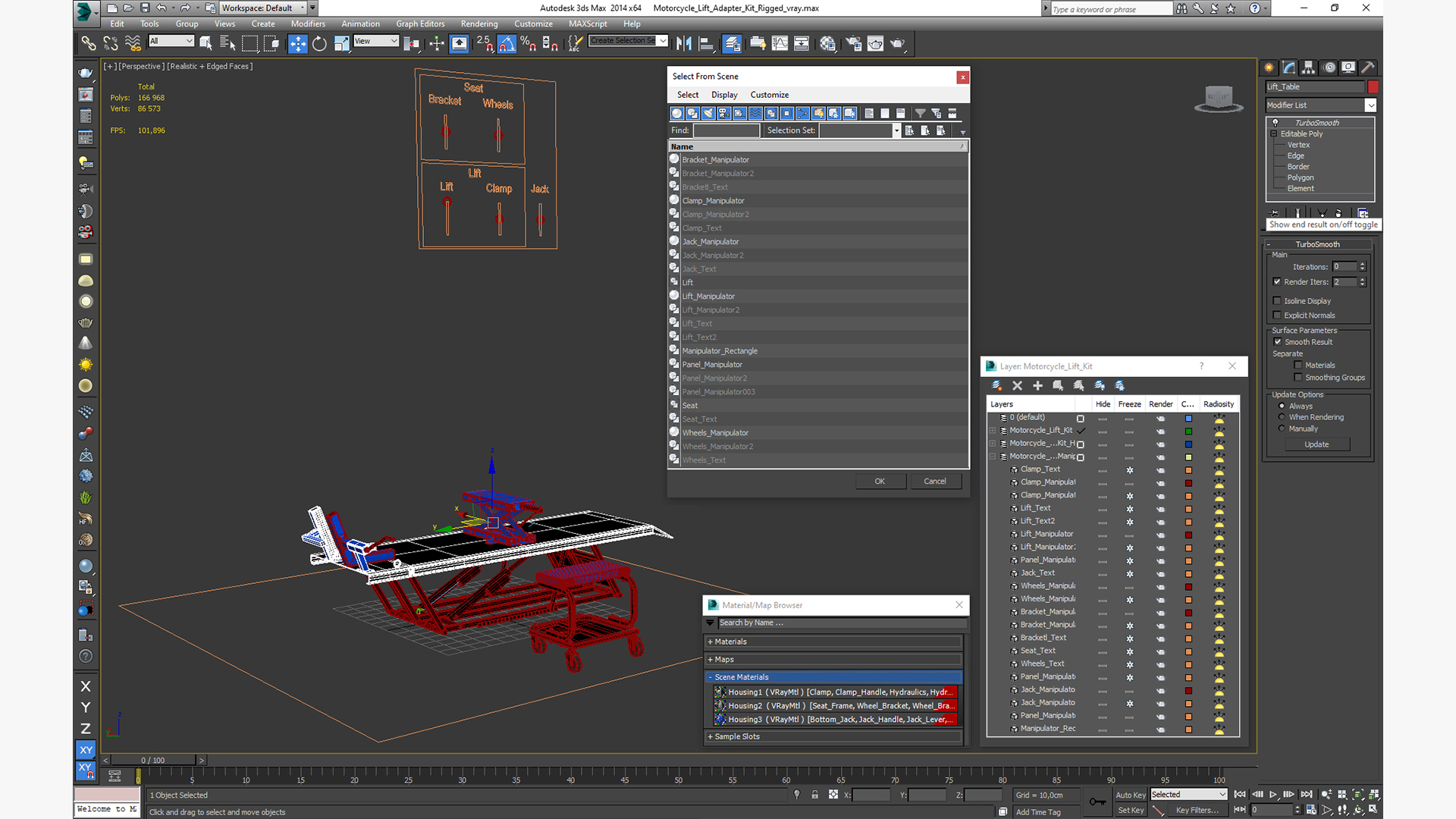 Motorcycle Lift Adapter Kit Rigged 3D model