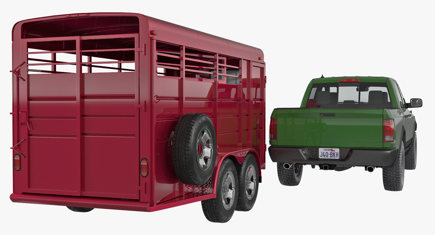 3D Pickup Truck with Horse Trailer