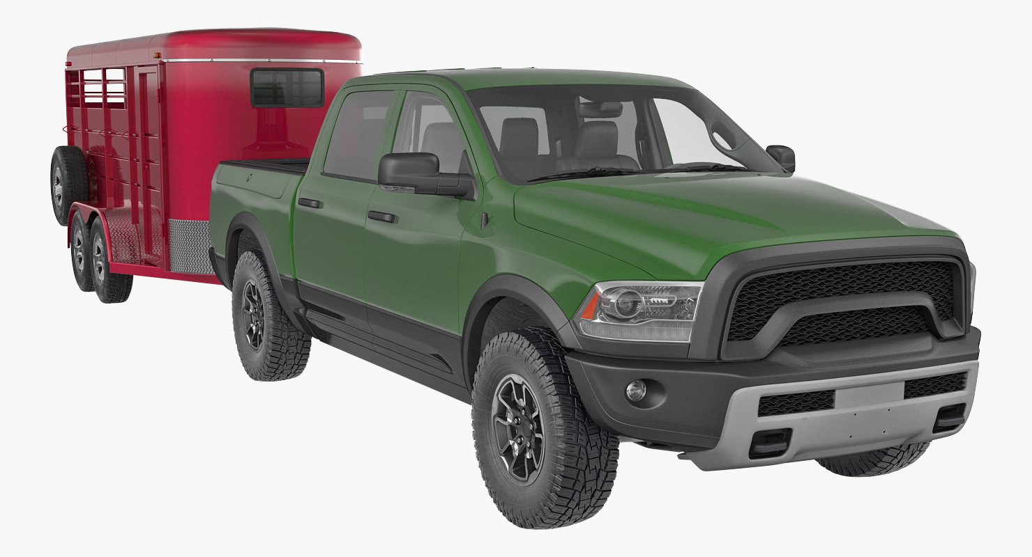 3D Pickup Truck with Horse Trailer