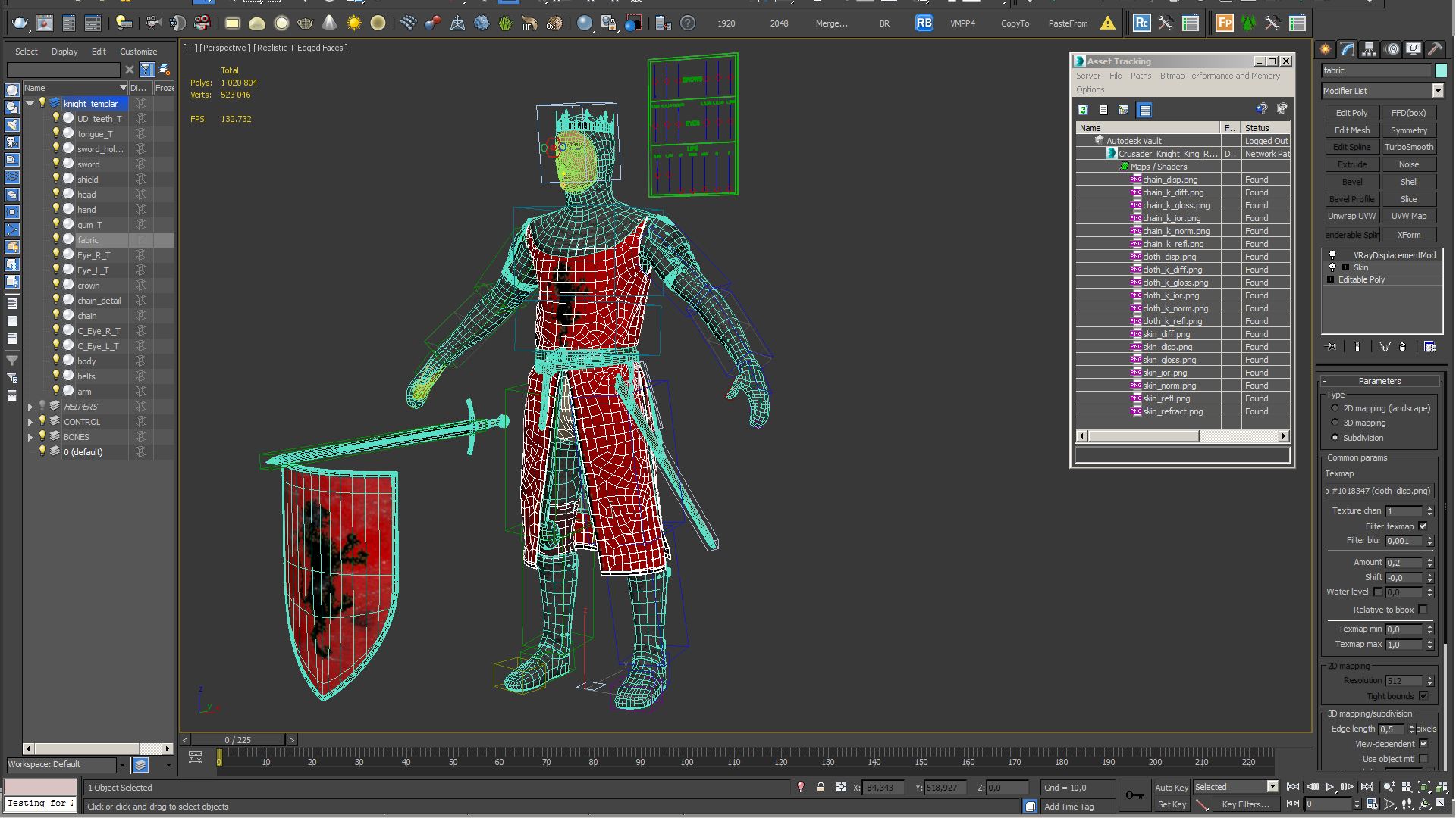 Crusader Knight King Rigged 3D