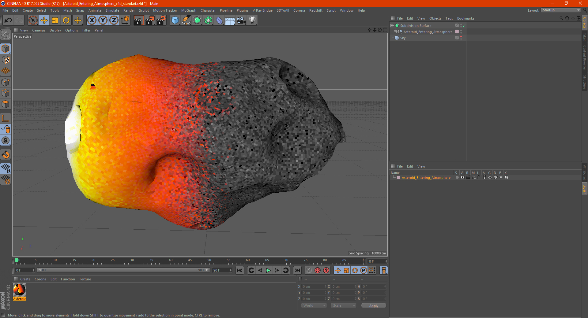 3D Asteroid Entering Atmosphere model