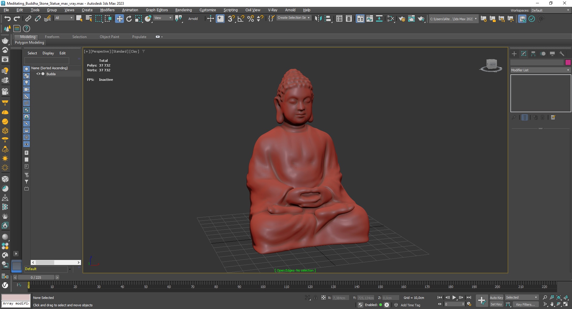 3D Meditating Buddha Stone Statue for 3D Print model