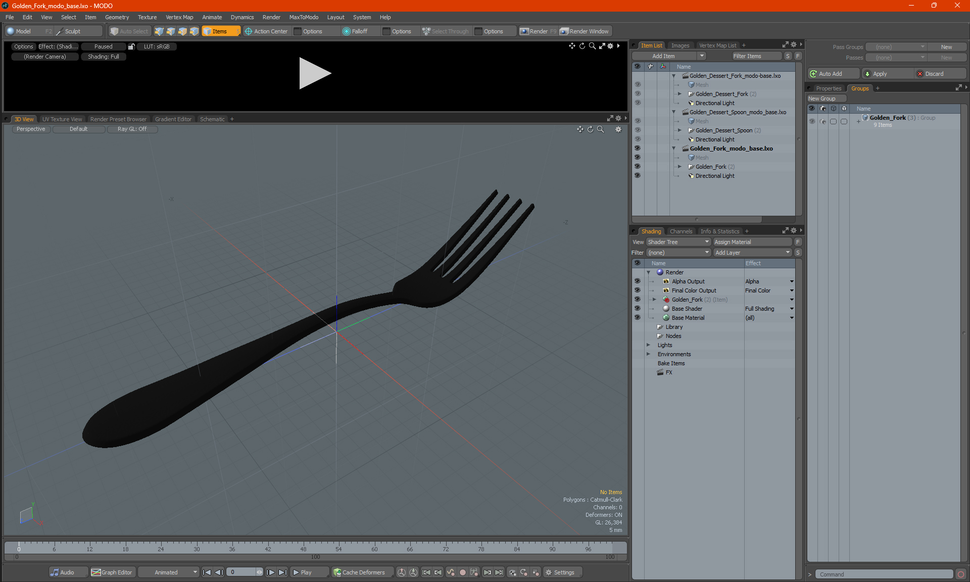 3D Golden Fork