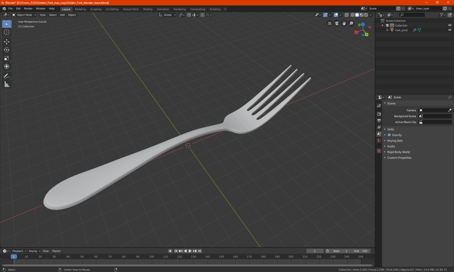 3D Golden Fork