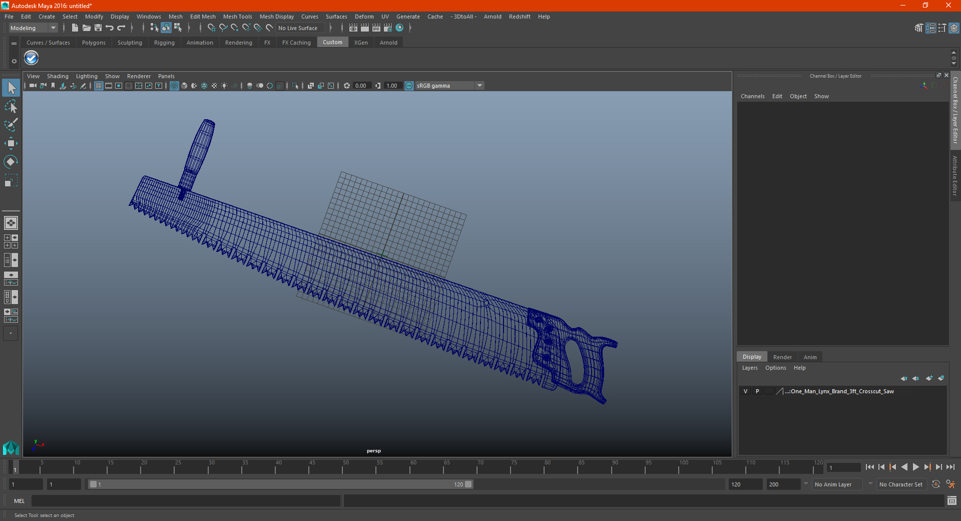 3D model One Man Lynx Brand 3ft Crosscut Saw