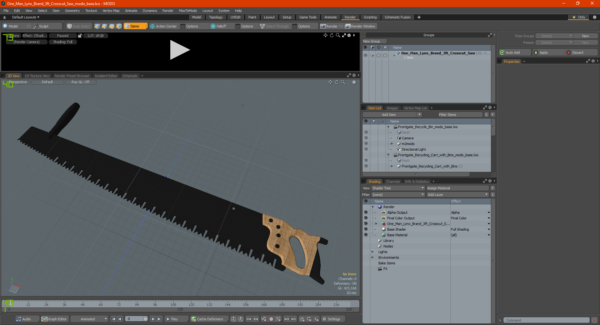 3D model One Man Lynx Brand 3ft Crosscut Saw