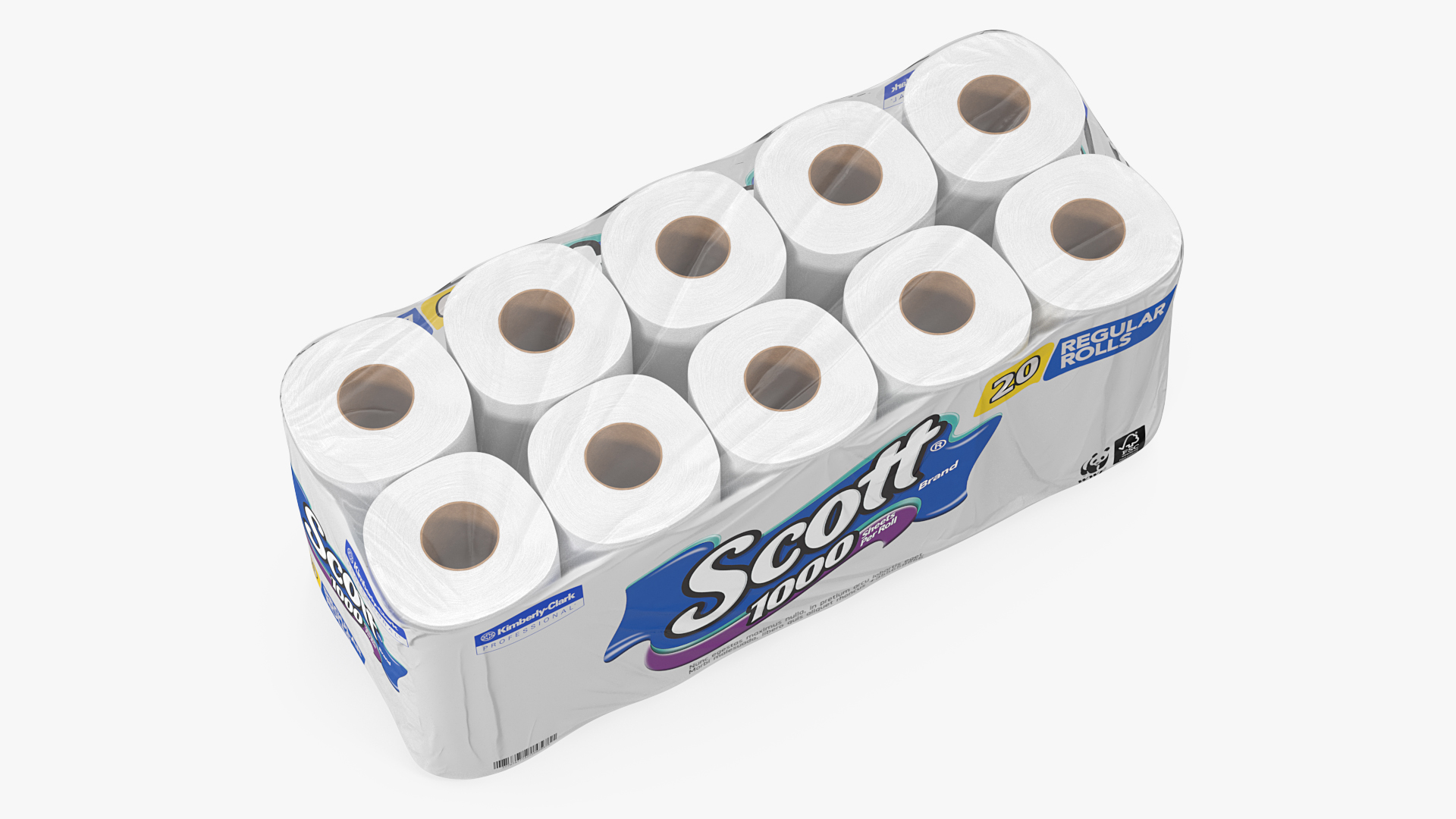 Scott Regular Roll Bath Tissue 20 Rolls 3D model