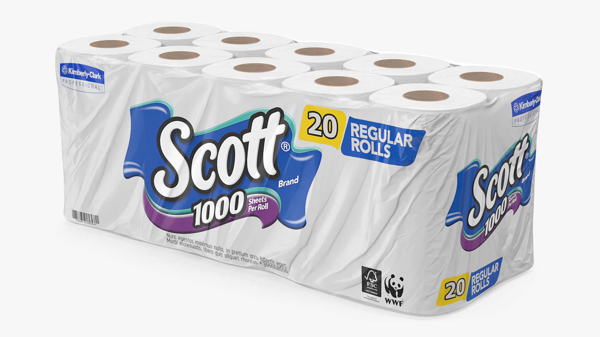 Scott Regular Roll Bath Tissue 20 Rolls 3D model