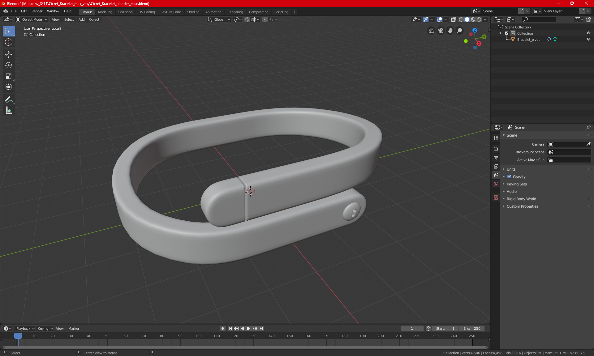 3D model Cicret Bracelet