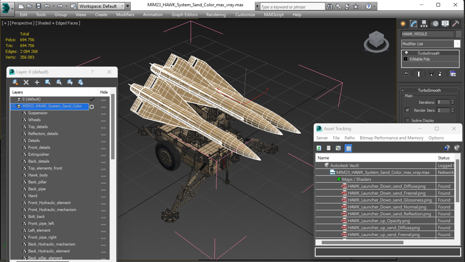 3D MIM23 HAWK System Sand Color model