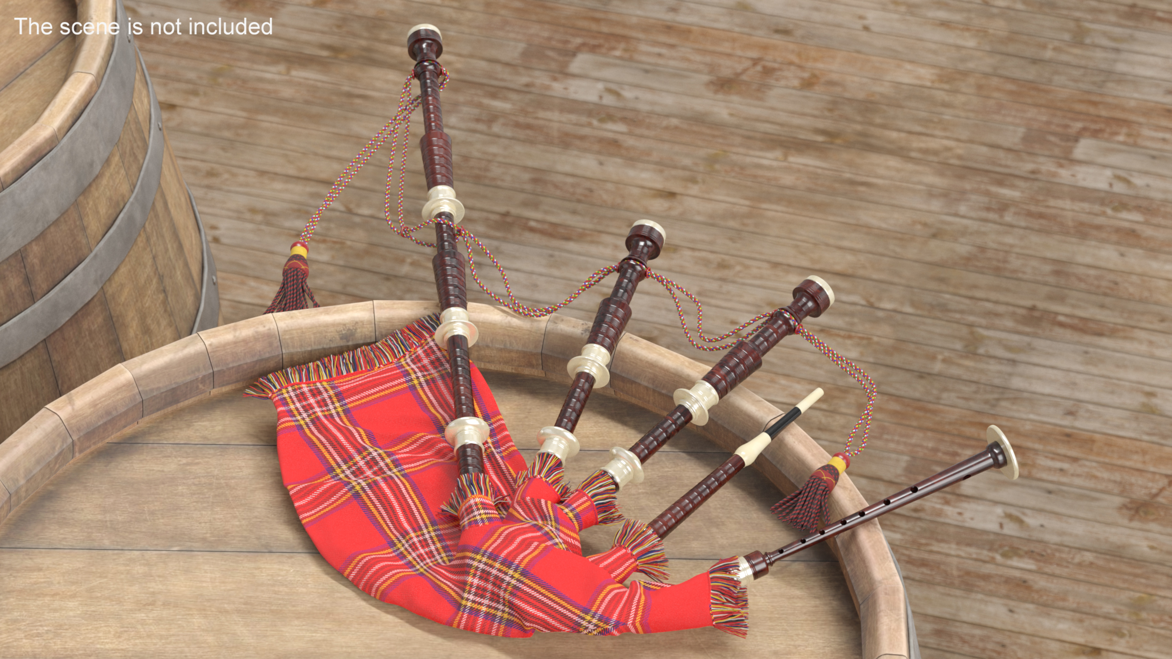 Scottish Bagpipes Instrument Red 3D