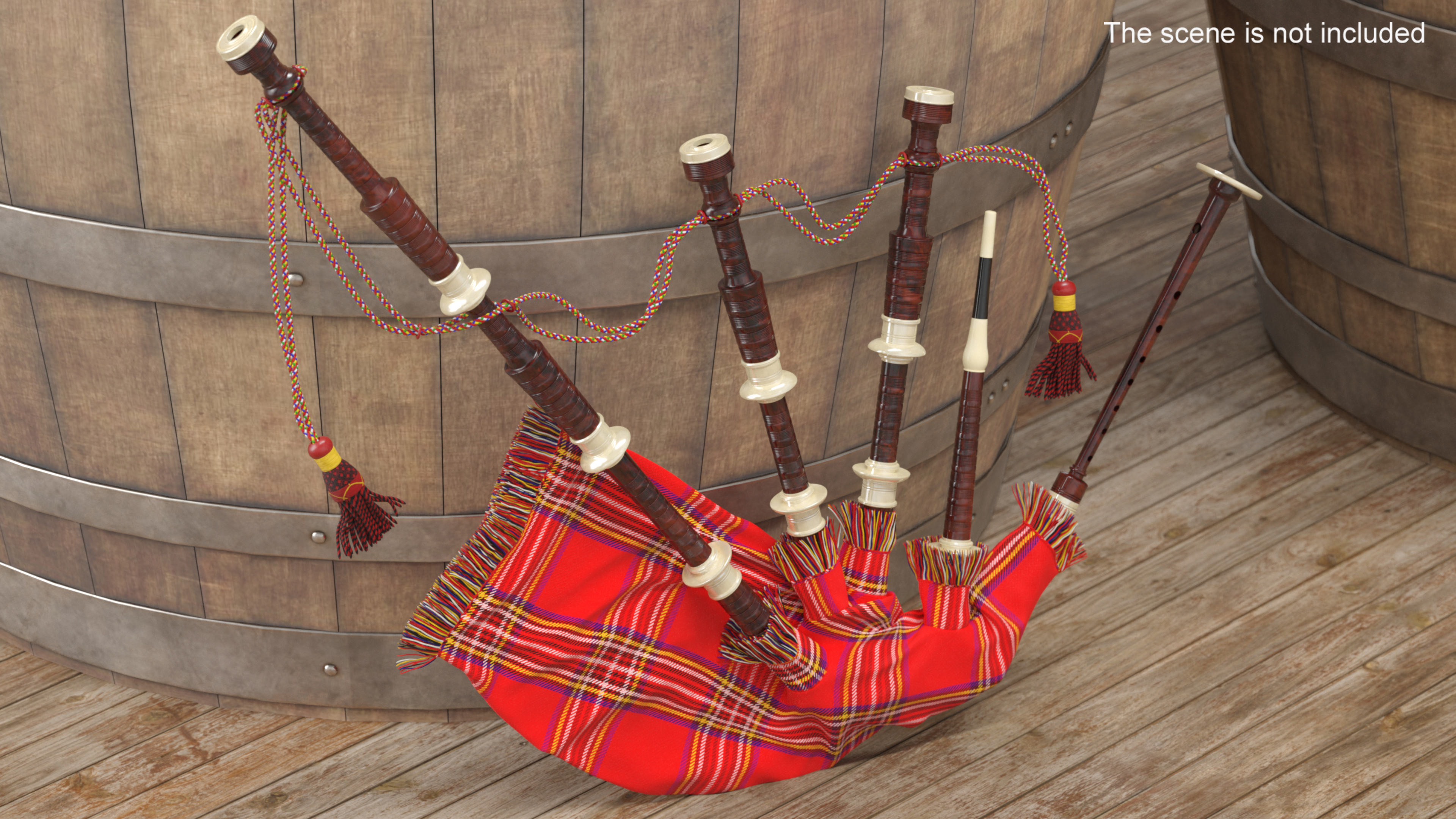 Scottish Bagpipes Instrument Red 3D