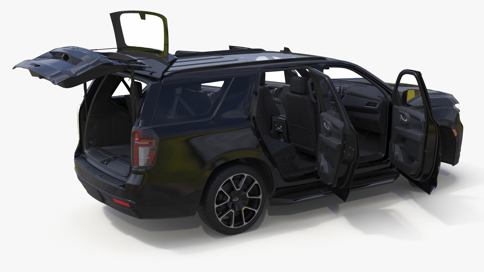 3D SUV Chevrolet Tahoe 2024 Black Rigged for Maya