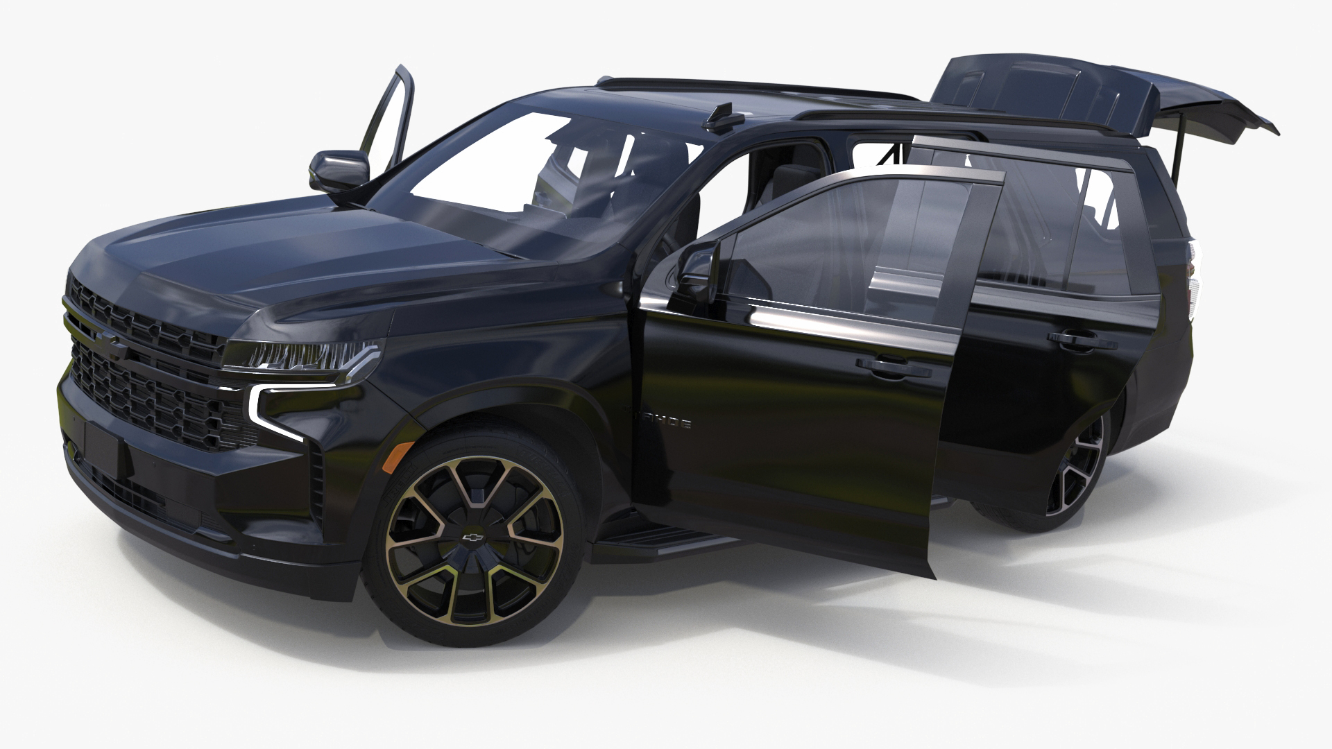 3D SUV Chevrolet Tahoe 2024 Black Rigged for Maya