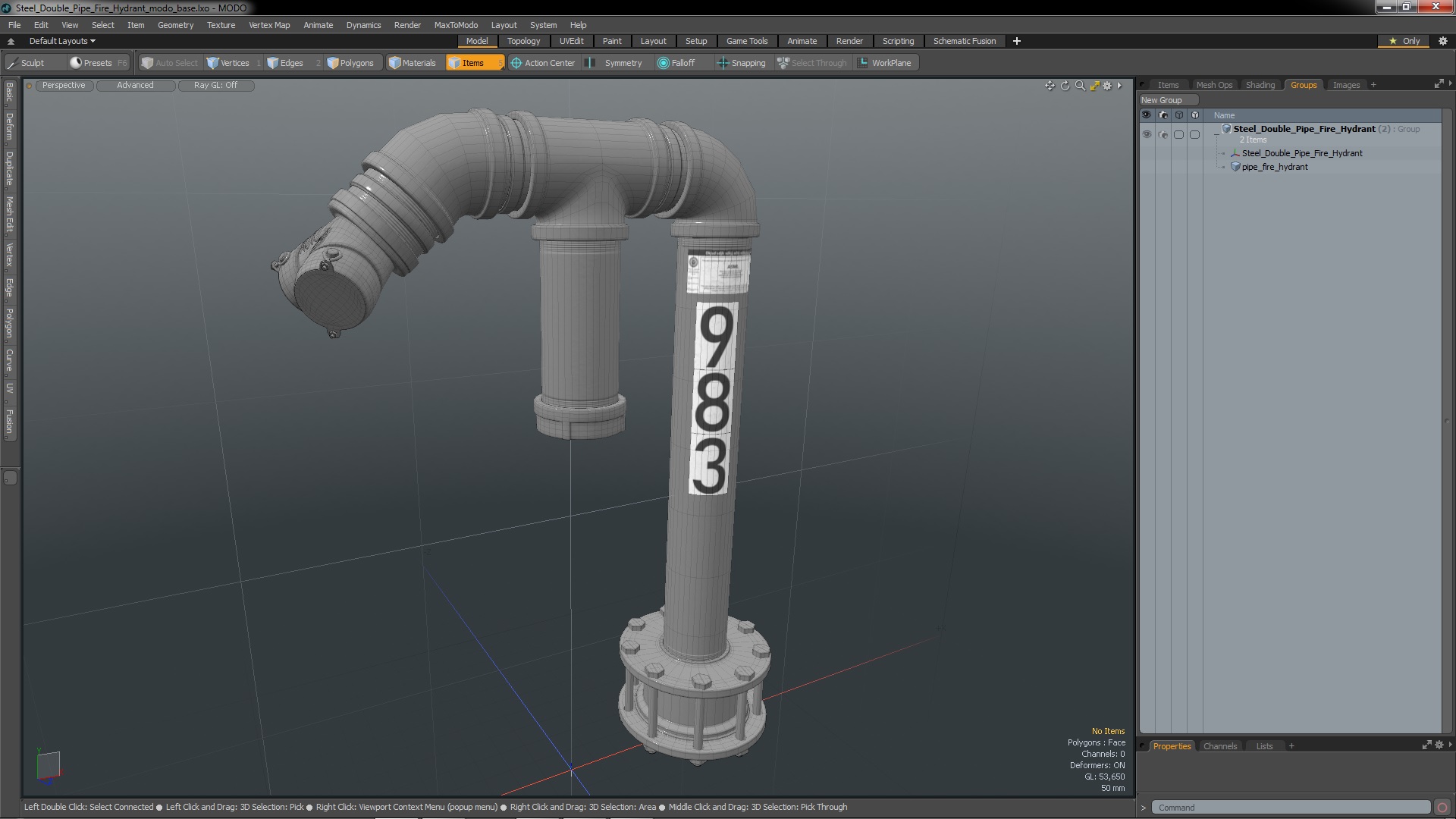 3D model Steel Double Pipe Fire Hydrant